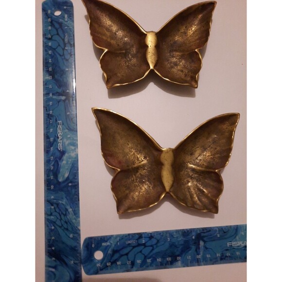 Vintage Cast Metal Butterfly Trinket Dish / Ashtray set of two - Picture 2 of 6